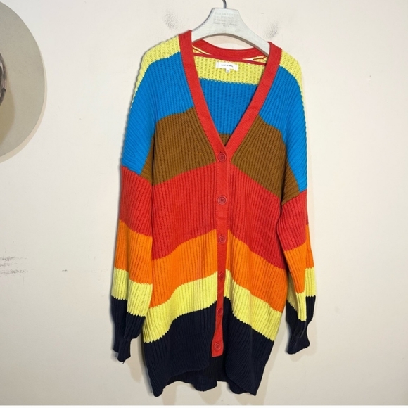 Chinti & Parker Rainbow Riviera Stripe Chunky Knit Cardigan, fit like XL - Picture 8 of 9